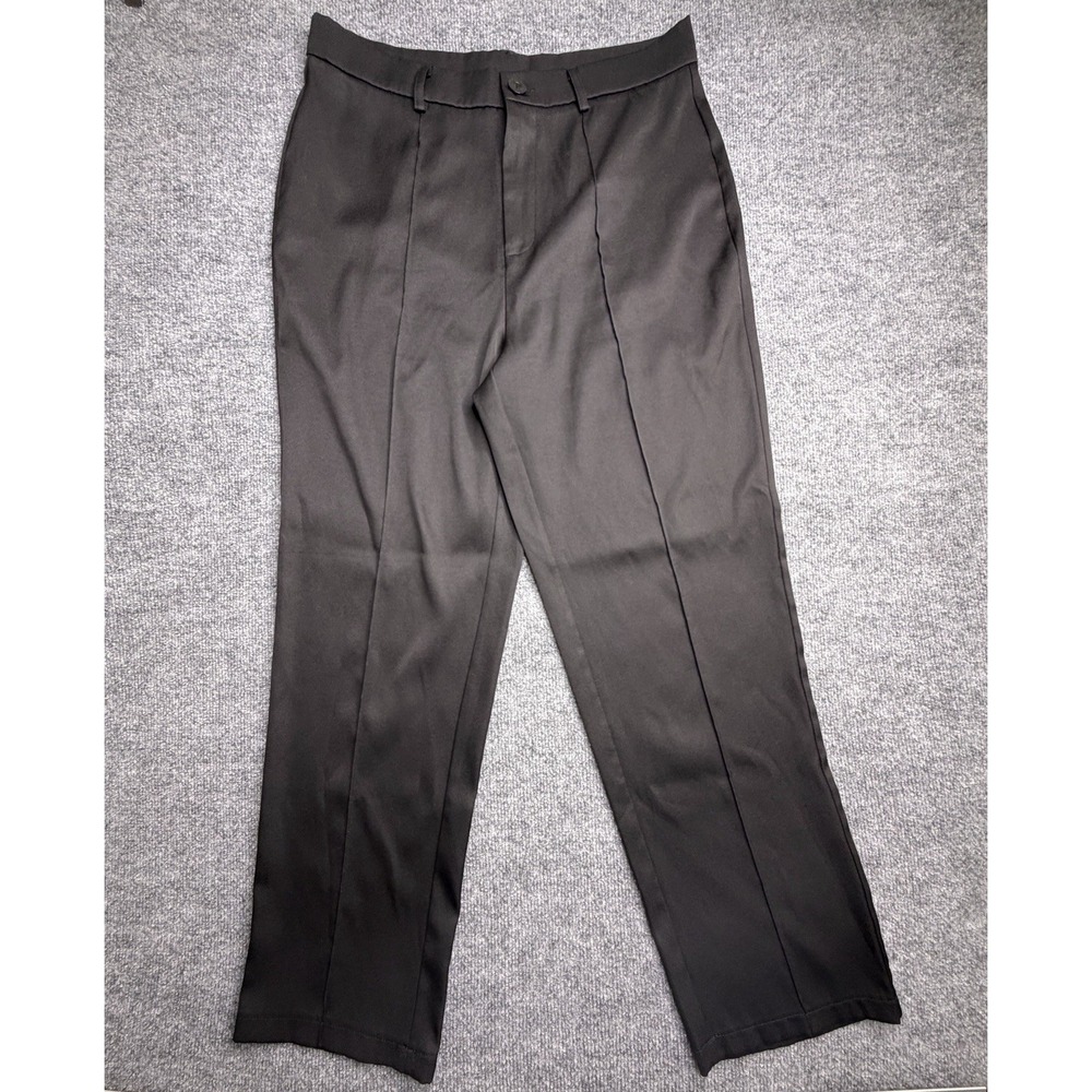 Women's Pleated Black Tuxedo Casual Dress Pants Polyester Machine Wash XL